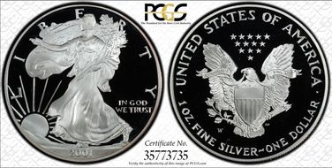 2001-W $1 Silver Eagle PR69DCAM