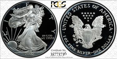 2002-W $1 Silver Eagle PR68DCAM