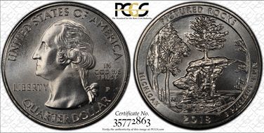 2018-P 25C Pictured Rocks NP MS67