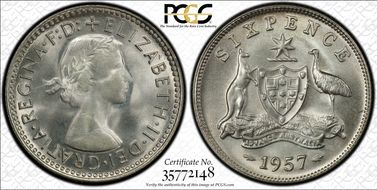 1957(m) 6D KM-58  Ag MS66+