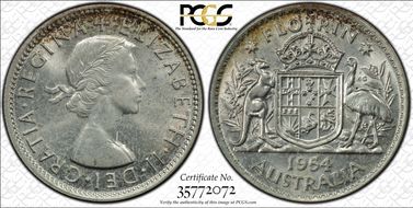 1954(m) Florin KM-54  Ag MS63
