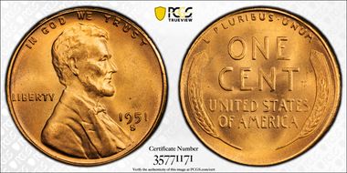 1951-S 1C MS66RD