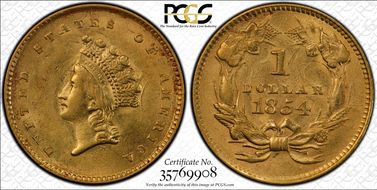 1854 G$1 Type 2 AU58
