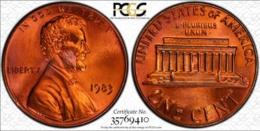 1983 1C Doubled Die Reverse MS67+ RD