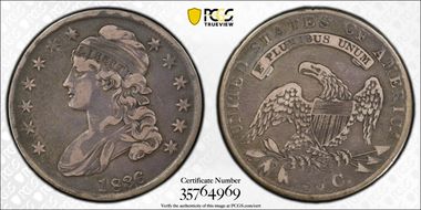 1836 50C 50/00, Lettered Edge VF30