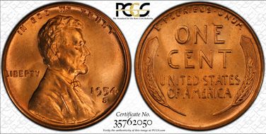 1954-S 1C MS67+ RD