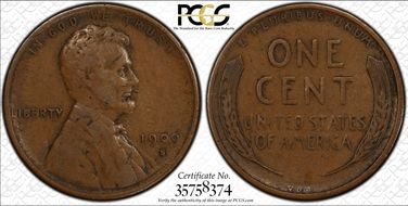 1909-S VDB 1C VF25BN