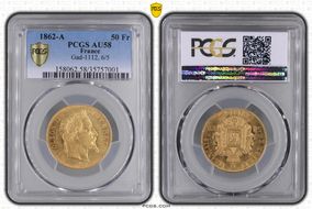 1862-A 50 Fr Gad-1112, 6/5 AU58