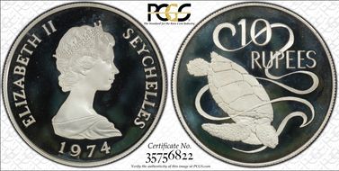 1974 10 Rup Sea Turtle PR68DCAM