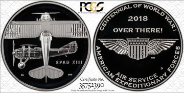 2018-D Medal WWI Centennial - Air Service First Strike PR69DCAM