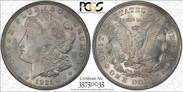 1921 $1 Morgan MS63