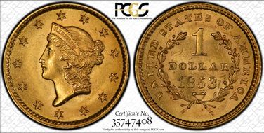 1853 G$1 MS65
