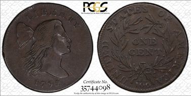 1795 1C Jefferson Head, Plain Edge XF40BN
