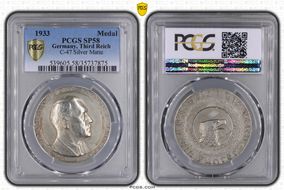 1933 Medal  C-47 Ag Matte PREUSS Edge SP58