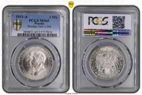 1911-A 3 Mk Breslau Univ J-108 MS65