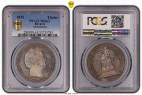1835 Thaler KM-780.2 Maximilian Statue Short Scepter MS63