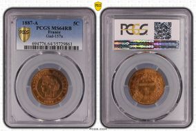 1887-A 5C Gad-157a MS64RB