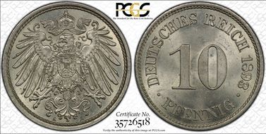 1893-A 10 Pfg J-13 MS63+