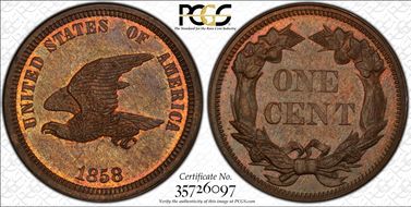 1858 1C J-207 PR65BN