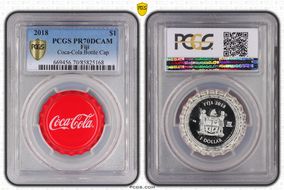 2018 $1 Coca-Cola Bottle Cap Colorized PR70DCAM