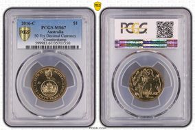 2016-C $1 50 Yrs Decimal Currency Canberra Counterstamp MS67