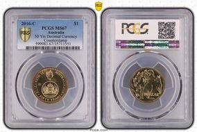 2016-C $1 50 Yrs Decimal Currency Canberra Counterstamp MS67