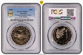 2018 50C Gold Coast Gilt XXI Commonwealth Games MS67