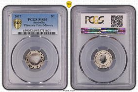 2017 5C Planetary Coins Mercury Colorized MS69