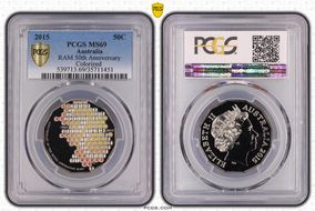 2015 50C RAM 50th Anniversary Colorized MS69