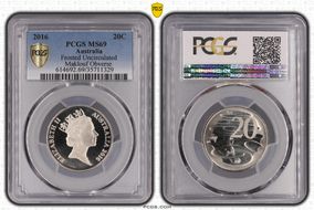 2016 20C Frosted Uncirculated Maklouf Obverse MS69