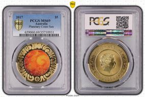 2017 $5 Planetary Coins Sun Colorized MS69