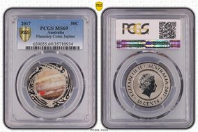 2017 50C Planetary Coins Jupiter Colorized MS69