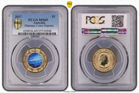 2017 $1 Planetary Coins Neptune Colorized MS69