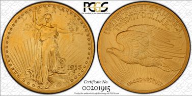 1915 $20 PR65+