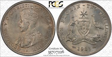 1931(m) Florin KM-27  Ag MS64
