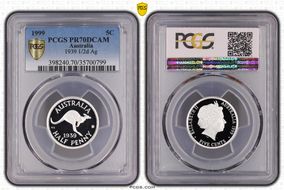 1999 5C 1939 1/2d Ag PR70DCAM
