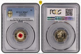 2018 $2 Remembrance Day Red Poppy 30th Ann. $2 Coin Colorized MS67