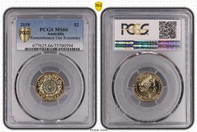 2018 $2 Remembrance Day Rosemary 30th Ann. $2 Coin Colorized MS66