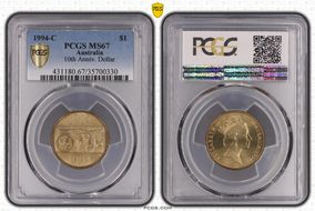 1994-C $1 10th Anniv. Dollar MS67