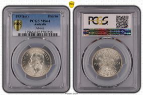 1951(m) Florin Jubilee KM-47  Ag MS64