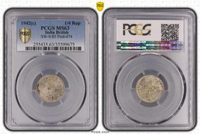 1942(C) 1/4 Rup SW-9.85 Prid-474 MS63