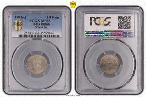 1943(C) 1/4 Rup SW-9.86 MS63