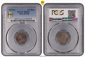 1912(C) 1/4 Rup SW-8.138 MS63