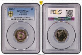 2013-C $2 Coronation Colorized MS66