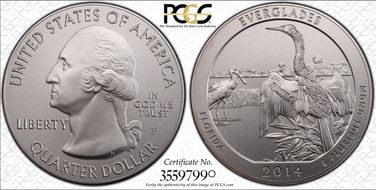 2014-P 25C Everglades NP 5 oz Silver SP68