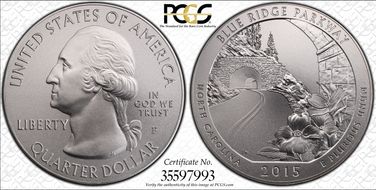2015-P 25C Blue Ridge Pkwy NP 5 oz Silver SP69