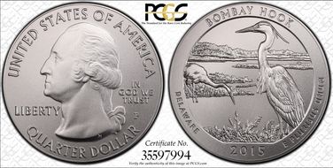 2015-P 25C Bombay Hook NP 5 oz Silver SP68