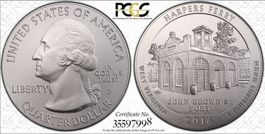 2016-P 25C Harpers Ferry NP 5 oz Silver SP69