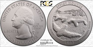 2017-P 25C Effigy Mounds NP 5 oz Silver SP69