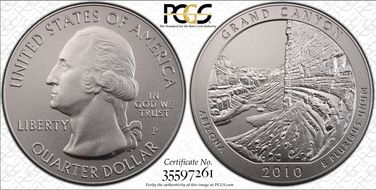 2010-P 25C Grand Canyon NP 5 oz Silver SP69